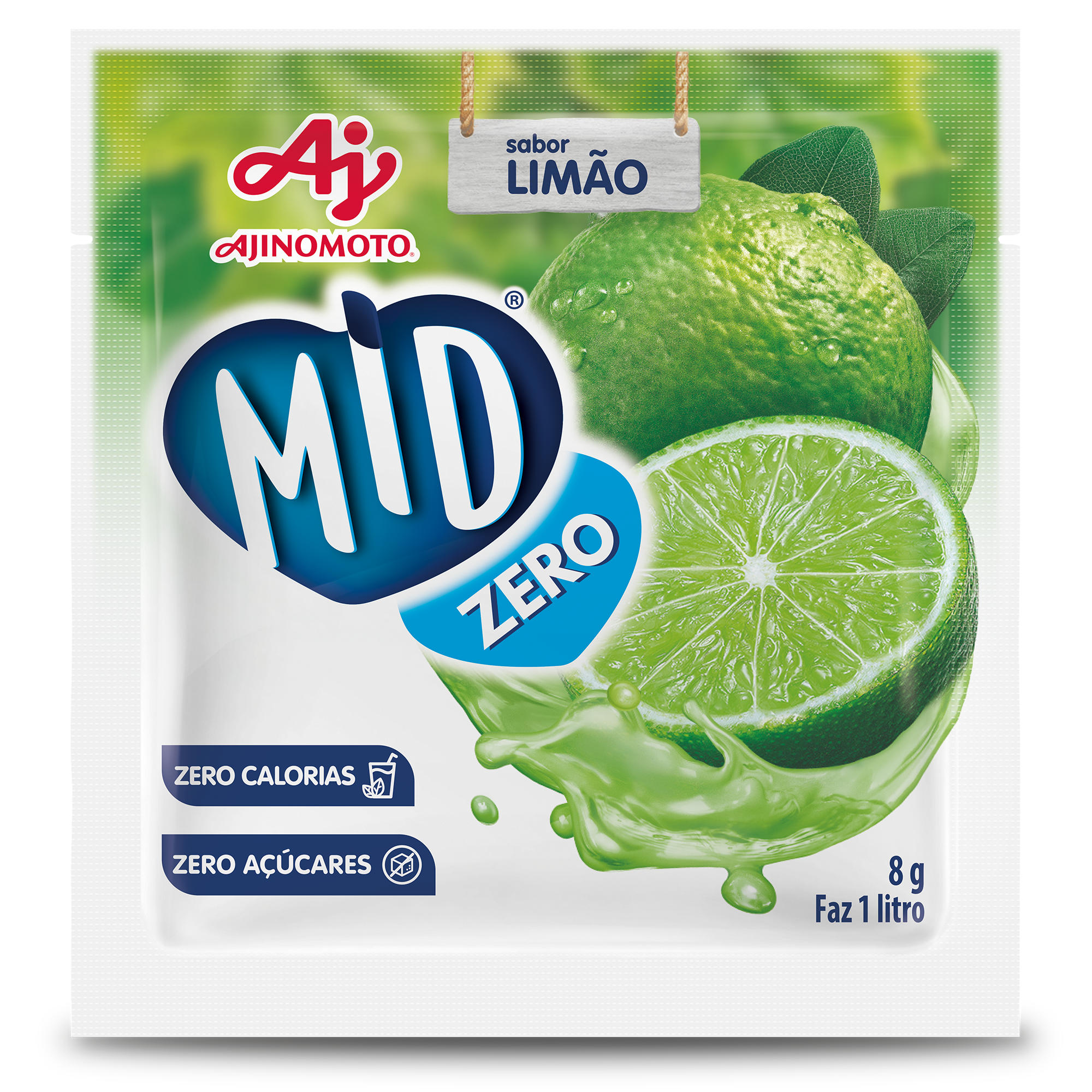 Embalagem de 8 gramas de suco MID Zero Limão