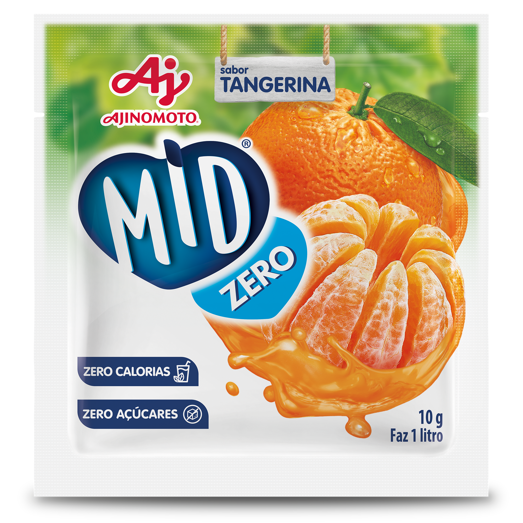 Embalagem de 8 gramas de suco MID Zero Tangerina