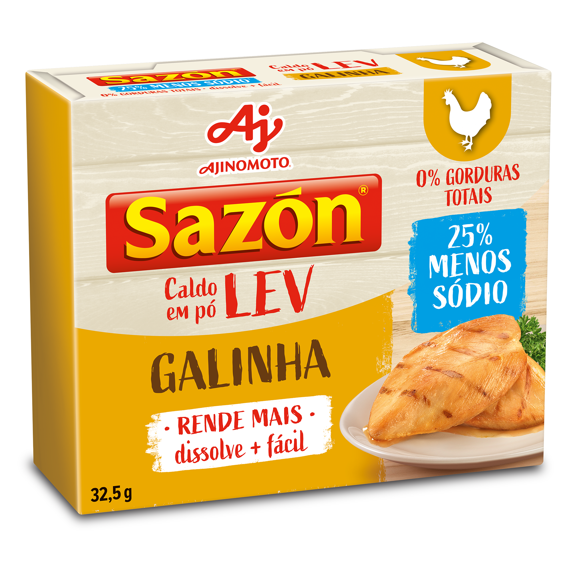 Embalagem do caldo em pó Lev sabor Galinha