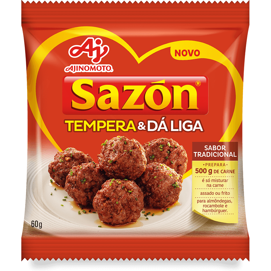 Embalagem de Sazón Tempera e Dá Liga sabor Tradicional