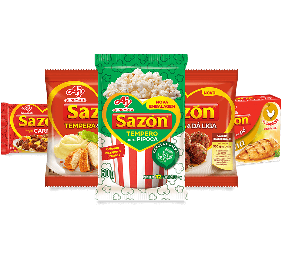 Embalagens dos produtos Sazón